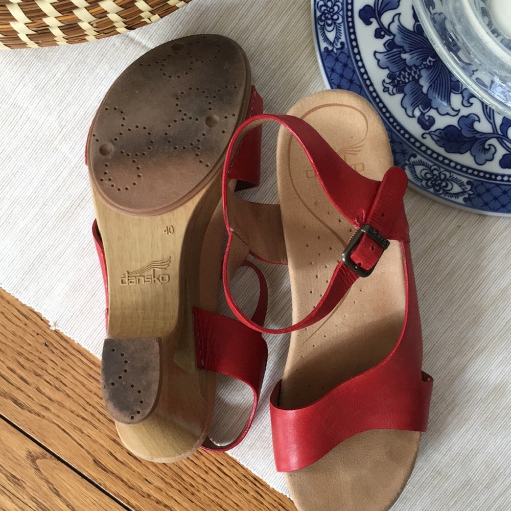 Dansko Red Leather Tasha Sandals - Picture 4 of 9